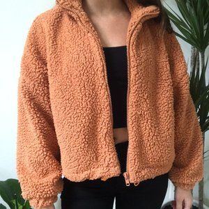 UO Willow Fuzzy Drawstring Teddy Jacket